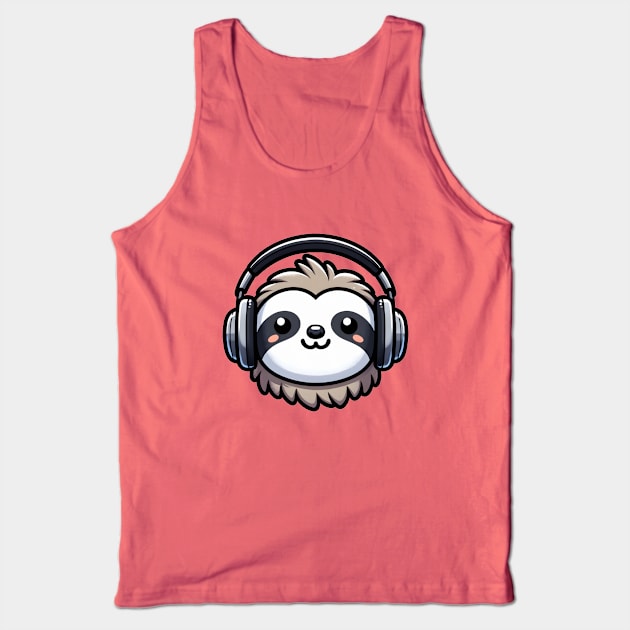 Sloth With Headphones Tank Top by DetourShirts